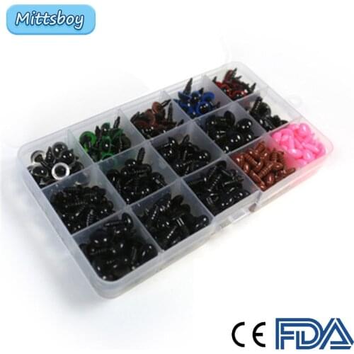 DIY Doll 280Pcs/Bag Toy Crystal Eye Toy Cocoa Screws Bean Nose Round Black Mushroom Eyes Needle Felting for Teddy Bears Doll Toy