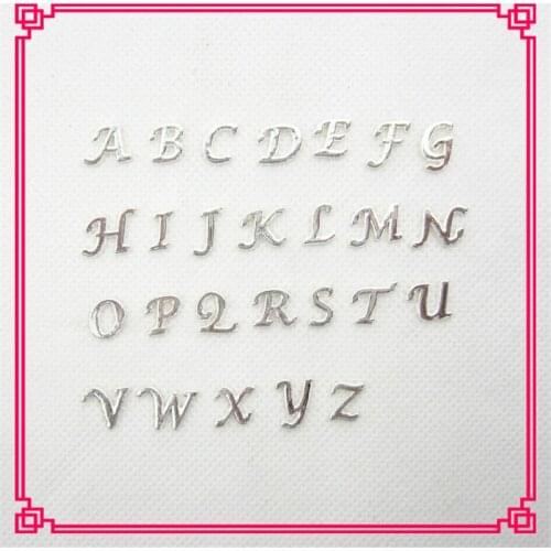 Hot selling 26pcs mix silver A-Z 26 alphabet letters floating charms living glass memory floating pendant lockets
