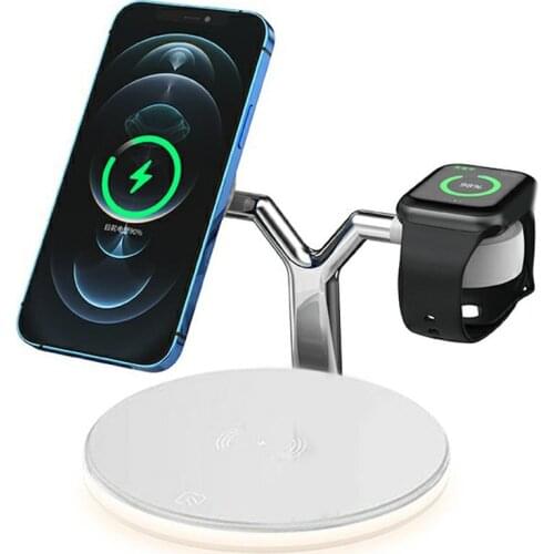25W 3 In 1 Magnetic Wireless Charging Station Compatible For MagSafe Fast Wireless Charger Stand Night Light Design