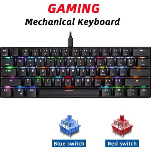 MOTOSPEED CK61 RGB Mechanical Gaming Keyboard Blue Switches Keyboard 61 Keys Backlight High-sensitivity Keyboards for Gamer