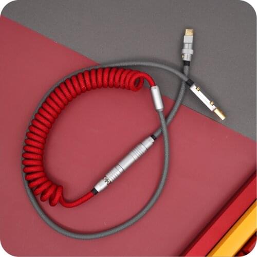 GeekCable Handmade Customized Mechanical Keyboard Data Cable for GMK Theme SP Keycap Line Red and Grey Colorway