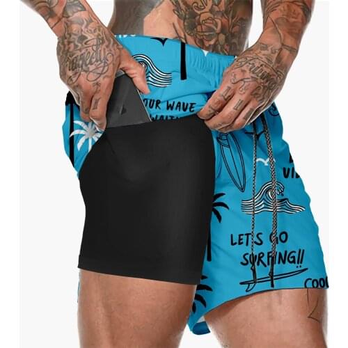 Men Board Shorts 2021 New Summer Double-deck Trend Male Beach Shorts Teenage Boy European Style Quick Drying Comfortable Fashion