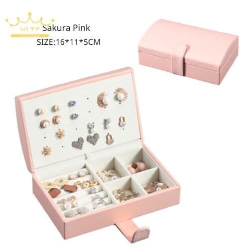 New Pink Stud Necklace Jewelry Box Leather Magnetic Lock Stud Jewelry Box Necklace Stand Display Press on Nail Packaging Box