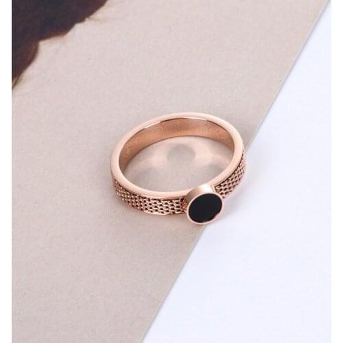 Black round couple rings for men and women accessories, fashion stainless steel ring anniversary gift jewelry anel masculino