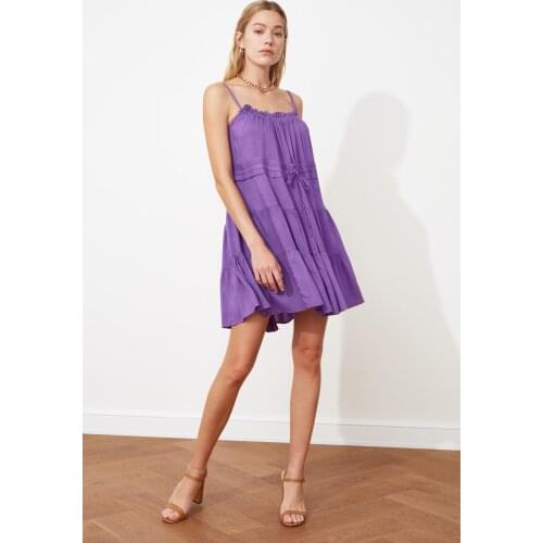 Trendyol Lacing Detailed Shirred Dress TWOSS20EL2679