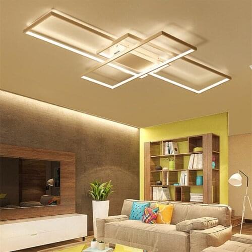 Ceiling Chandelier White Light Warm White Dimming Rectangular Frame Ceiling Light Home Living Room Bedroom Study Lamp 82w