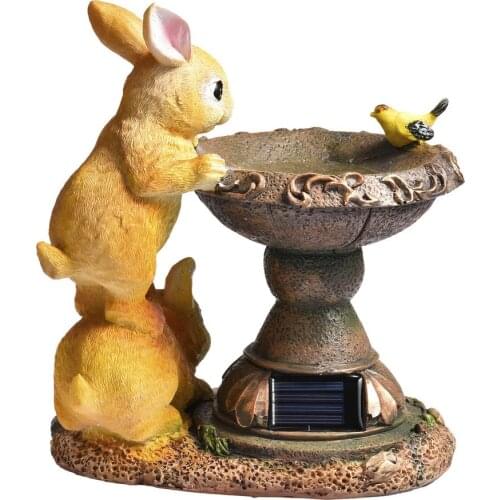 Solar Powered Rabbit Sculpture LED Light Resin Bunny Statue For Home Outdoor Courtyard Garden Animal Figurines Decoration Craft