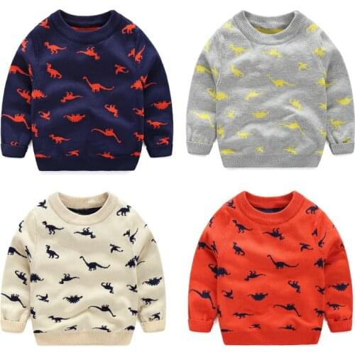 2020 New 3-8Years Boy Sweater Casual Outwear Kids O Neck Autumn Winter Childrens Clothing Boys Pullover Dinosaur Sweaters