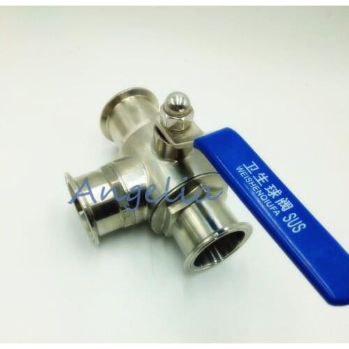 2" Stainless Steel 316L Three way T Type Clamp Connection Sanitary Ball valve