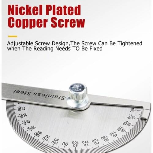 0-180° Stainless Steel Protractor Rotary Angle Finder Adjustable Roundhead Machinist Ruler For Woodworking Measuring Ruler