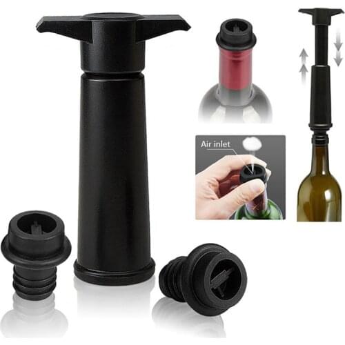 1Set Wine Preserver Vacuum Air Pump With Wine Bottle Stoppers Durable Stainless Steel Construction Airtight Leak-Proof Seal Easy