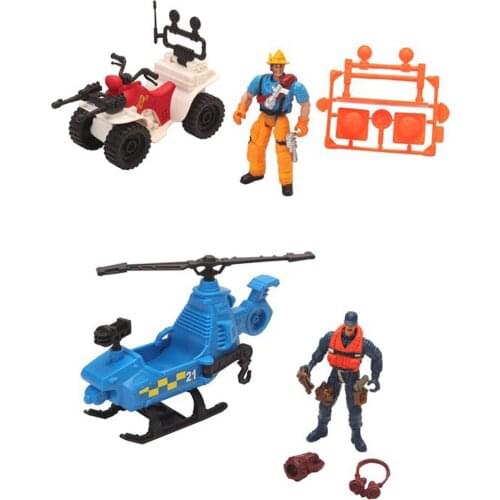 Helicopter Scene Model Figure Motorcycle Kids Boys Collection Collection