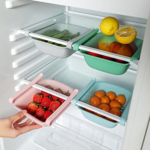 Pull-out Drawer Stretchable Refrigerator Food Holder Space Saving Storage Fruit Vegetable Container Kitchen Accessories