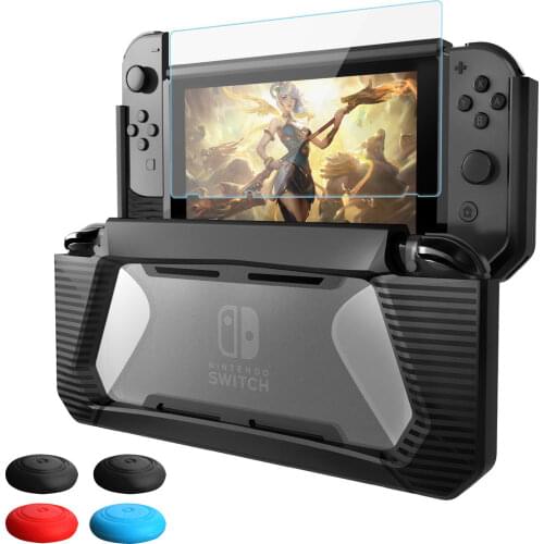 TPU Protective Heavy Duty Cover Case with Shock-Absorption and Anti-Scratch Screen Protector for Nintendo Switch Console&Joy-con