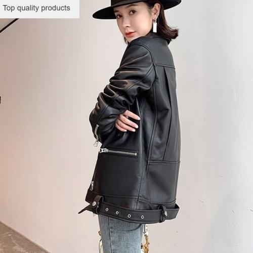 Genuine Leather Jacket Women Autumn Winter Real Sheepskin Leather Jacket Female Warm Motorcycle Biker Jacket chaqueta mujer