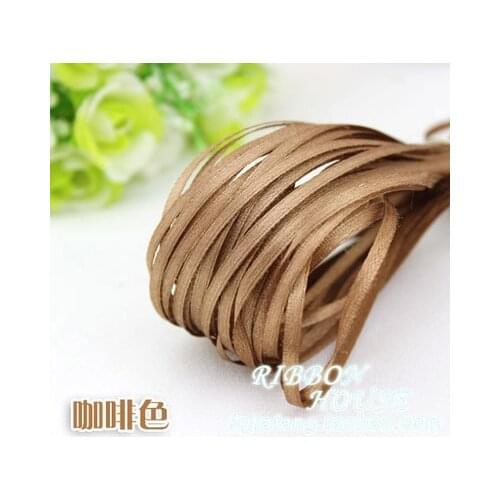 10meters/lot) 1/8" (3mm) Coffee Silk Satin Ribbon Webbing Decoration Gift wedding Christmas Ribbons DIY handmade Candy Box Dec