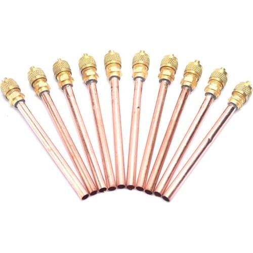 10pcs Air Conditioner Refrigeration Access Valves 6mm OD Copper Tube Filling Parts Replacements
