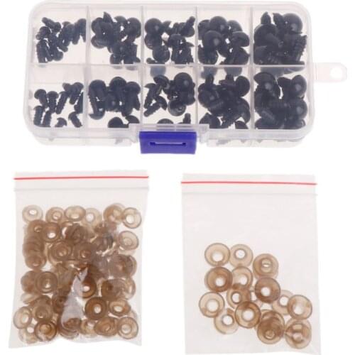 100pcs 6mm/8mm/9mm/10mm/12mm Plastic Safety Eyes For Bear Stuffed Toys Animal Puppet Dolls Craft DIY Accessories With