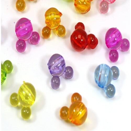 150 Mixed Colour Transparent Acrylic Mouse Face Beads 12mm Kids DIY Crafts