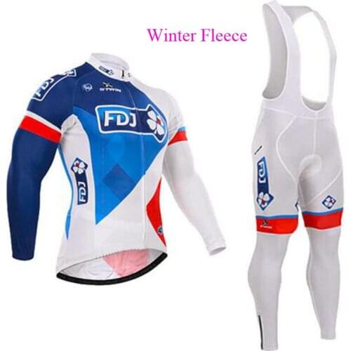 2019 TEAM FDJ White Long Sleeve Cycling JERSEY Bike Pants Set Mens 20D Pad Ropa Ciclismo Breathable Cycling Wear Maillot Culotte