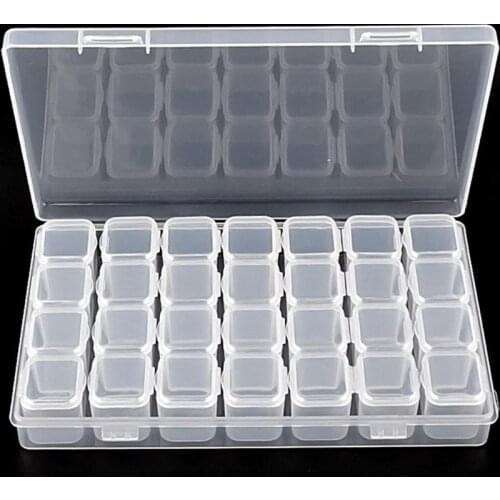 28 Grids Nail Storage Box Art Transparent Organizer Makeup Beauty Tool Nail Art Jewelry Case Pill Box For Medicines Tools