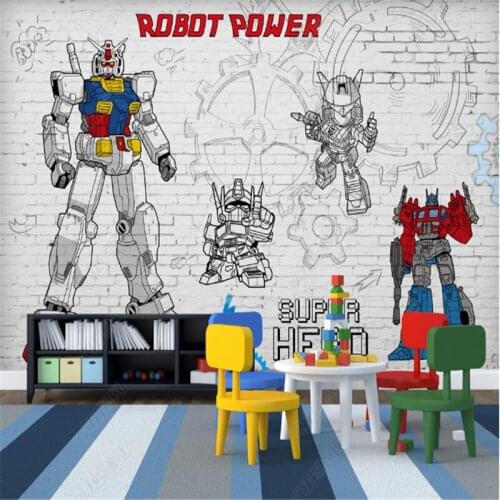 3D Artificial Intelligence Robot Wallpaper for Kids Room Hand-painted Childrens Room Background Wall Paper Home Decor Mural