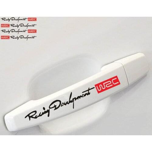 4 x Newest Racing Development WRC Creative Car Door Handle Decals Dual Color Design Stickers