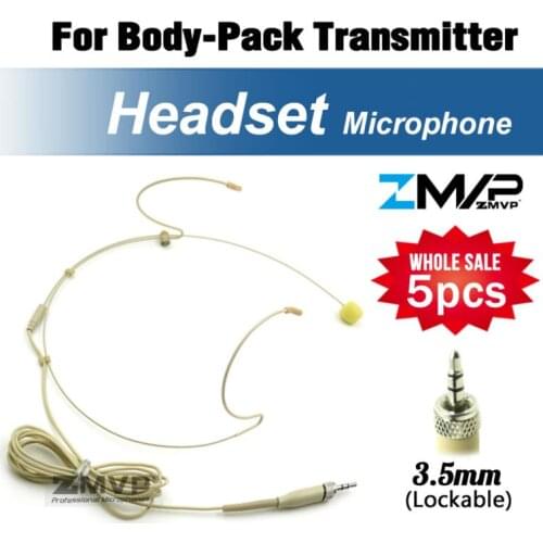 5pcs Headworn Headset Professional Condenser Microphone 3.5mm Screw Locking Plug For Sennheiser Wireless Body-Pack Transmitter