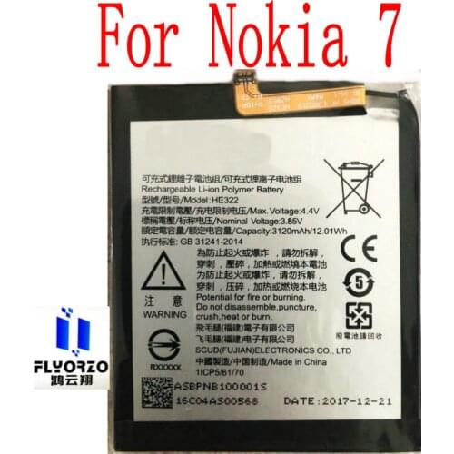 NEW High Quality 3120mAh HE322 Battery For Nokia 7 Mobile Phone