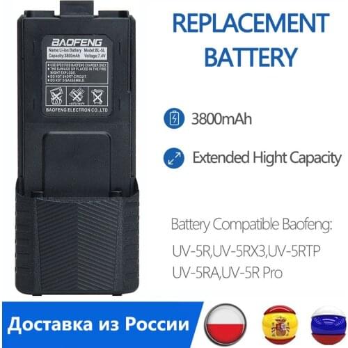 BAOFENG UV 5R Battery 3800mAh Battery USB Cable for Baofeng Walkie Talkie UV-5R UV-5RE UV-5RA 5RB 5RL BF-F8 BF-8HP DM-5R