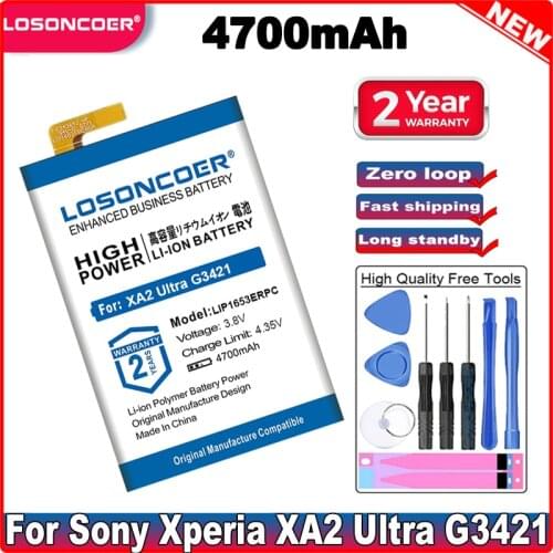 LOSONCOER 4700mAh LIP1653ERPC Battery For Sony Xperia XA2 Ultra G3421 G3412 XA1 Plus Dual H4213 Free tools Stand Holder Stickers