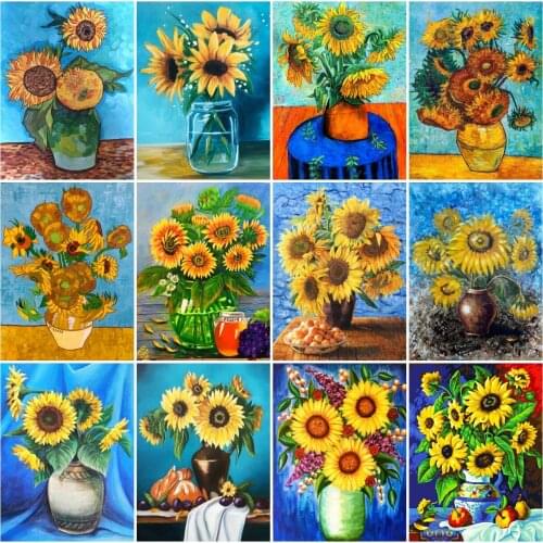 AZQSD Diamond Painting Sunflower Cross Stitch Kits 5D Diamond Embroidery Flower Mosaic Rhinestones Handicraft Home Decor