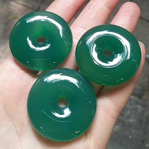 Donut shape natural green Chalcedony stone beads natural gemstone beads DIY loose beads for pendant making wholesale