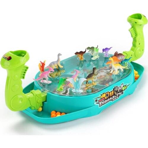 Children Catapult Marble Toy Dinosaur Battle Board Play Parent-child Double Game Machine Educational 2-player Battle Table Games