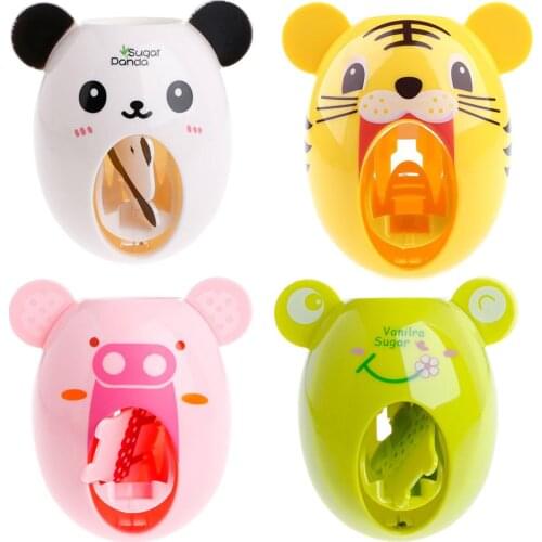 Kids Cute Cartoon Animal Design Toothbrush Holder Automatic Toothpaste Dispense #530