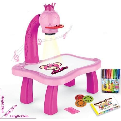 Child Smart Projector Desk With Light and Music Learning Painting Machine Toy Creative Childrens Early Education Toys DJA88