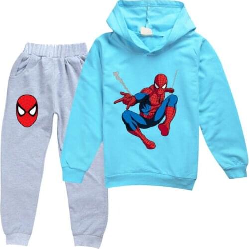 Disney Spiderman Children Hoodies+pant Set Boys Spring Autumn Casual Clothing Suits Baby Clothing Spider-Man children