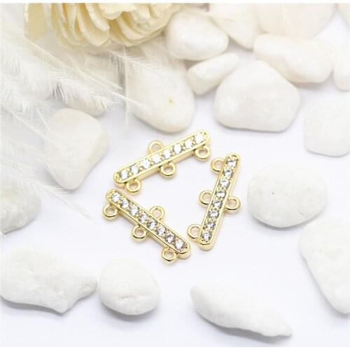 5.5*14MM 14K Gold Color Brass 4 Holes Connect Charms Pendants Jewelry Making Supplies Diy Findings Accessories