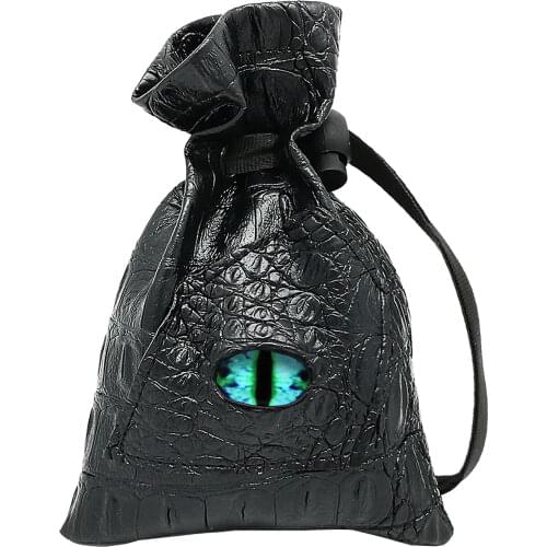 Haxtec dnd Dice Bag Drawstring Leather DND Dice Pouch Storage Bag for D&D Dices(Eternal-Blue Eye)
