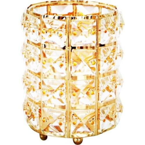 European-Style Makeup Brush Storage Container Crystal Makeup Brush Barrel Metal-Style Brush Tube Eyebrow Pencil Comb Cosmetic