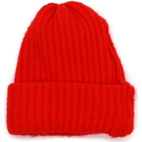 LDSLYJR Autumn and winter Acrylic Solid Color Thicken Knitted Hat Winter Warm Hat Skullies Cap Beanie Hat for Men and Women 03