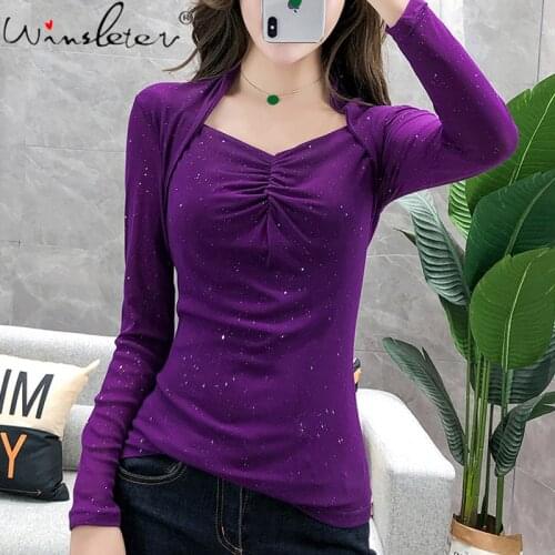 Summer Fashion Womens T Shirt Casual Solid Color Long Sleeve T Shirt Womens Clothing Trend Slim Fit Thin Top Tees T07623B