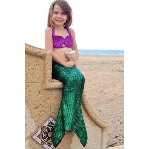 Fancy Ariel Girs Costumes The Little Mermaid Shiny Swimsuit Kids Halloween Party Cosplay Princess Mermaid Dress Clothes