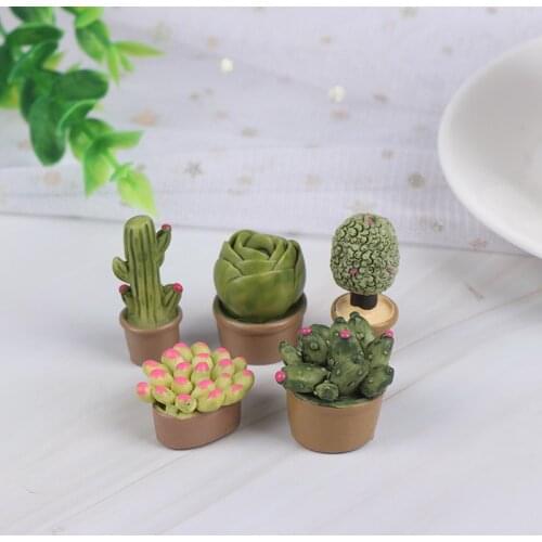 1 Piece Mini Green Potted Plants Lovely Cactus Desert Cacti Home Ornament Small Statue Little Figurine Crafts Cute Deco