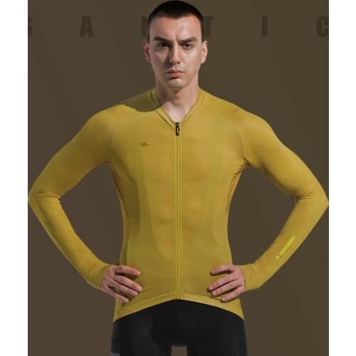Santic Men Cycling Jersey Long Sleeves Fit Comfortable Sun-protective Road Bike MTB Jerseys Spring Autumn Asian Size WM0C01112