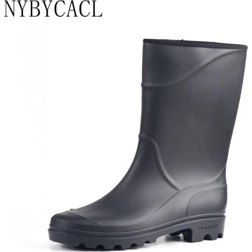 Men Spring Autumn Water Boots 2021 Waterproof Mid-Calf Work Shoes Non-Slip PVC Rainboots Knee-High Boots mens rubber Fishing