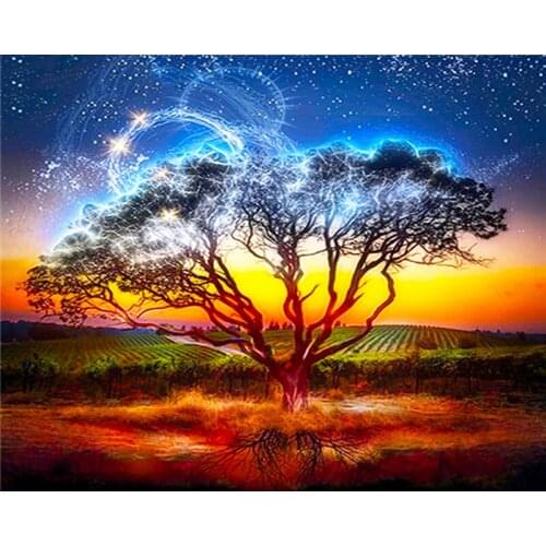 DIY Painting By Numbers Tree Kit Oil Picture By Numbers Landscape Wall Art Acrylic Paintings On Canvas Home Decoration