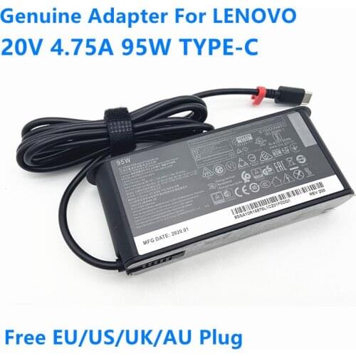 Genuine 95W Charger 20V 4.75A /15V 3A /9V 3A /5V 3A For Lenovo ADLX95YCC3 AC Adapter Type C YOGA 14S THINKPAD X1 CARBON T470ST
