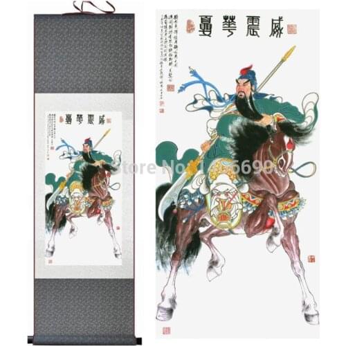 Special offer -- 2020 TOP Buddhism ART silk Chinese painting Lord Guan Guan Gong -role of evil spirits -free shipping cost
