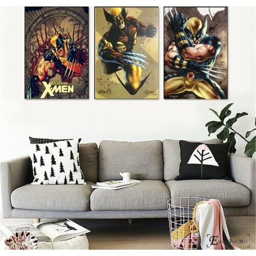 Retro Xmen Wolverine Artwork Vintage Poster Prints Oil Painting On Canvas Wall Art Murals Pictures For Living Room Decoration